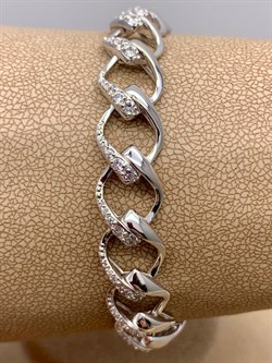 *Браслет р.19 Белый Фианит цв Белое арт. 05-0415-00-401-1120-24-237 вес 15,82 г - фото 258079