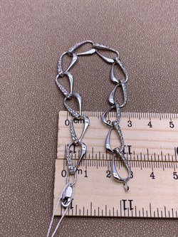 *Браслет р.18,5 Белый Фианит цв Белое арт. 05-0388-00-401-1120-24-993 вес 8,37 г - фото 258123