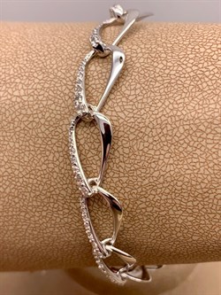 *Браслет р.18,5 Белый Фианит цв Белое арт. 05-0388-00-401-1120-24-993 вес 8,37 г - фото 258126