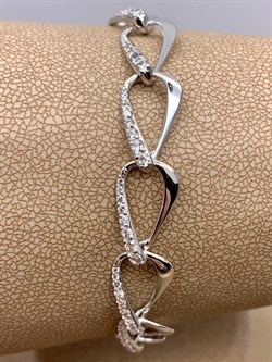 *Браслет р.18,5 Белый Фианит цв Белое арт. 05-0388-00-401-1120-24-993 вес 8,37 г - фото 258128