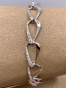 *Браслет р.18,5 Белый Фианит цв Белое арт. 05-0388-00-401-1120-24-993 вес 8,37 г - фото 258130