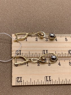 *Серьги Шары цв Белое цв Лимонное арт. 02-4273-00-000-1121-42-279 вес 4,31 г - фото 258196