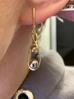 *Серьги Шары цв Белое цв Лимонное арт. 02-4273-00-000-1121-42-279 вес 4,31 г - фото 258199