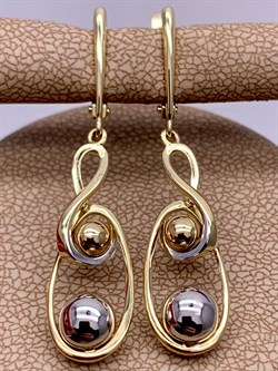 *Серьги Шары цв Белое цв Лимонное арт. 02-4273-00-000-1121-42-279 вес 4,31 г - фото 258200