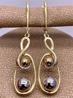 *Серьги Шары цв Белое цв Лимонное арт. 02-4273-00-000-1121-42-279 вес 4,31 г - фото 258201