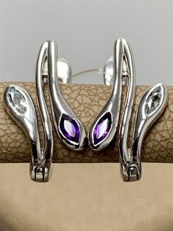 *Серьги Топаз Аметист арт. SM-E00729-X-W-SBT-X-Pur-034 вес 3,56 г - фото 258390