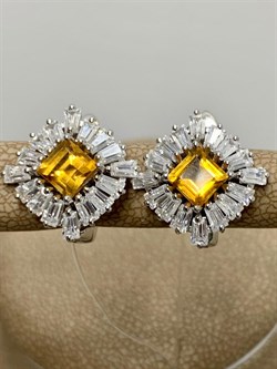 *Серьги Цитрин арт. SM-E00736-X-W-YS-X-W-250 вес 5 г - фото 258438