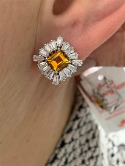 *Серьги Цитрин арт. SM-E00736-X-W-YS-X-W-250 вес 5 г - фото 258439