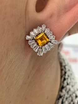 *Серьги Цитрин арт. SM-E00736-X-W-YS-X-W-250 вес 5 г - фото 258444