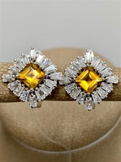 *Серьги Цитрин арт. SM-E00736-X-W-YS-X-W-250 вес 5 г - фото 258445