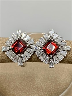 *Серьги Гранат арт. SM-E00736-X-W-PG-X-W-157 вес 4,48 г - фото 258627