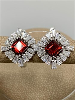 *Серьги Гранат арт. SM-E00736-X-W-PG-X-W-157 вес 4,48 г - фото 258628