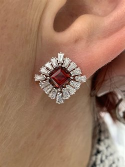 *Серьги Гранат арт. SM-E00736-X-W-PG-X-W-157 вес 4,48 г - фото 258629