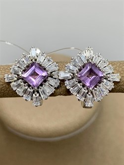 *Серьги Аметист арт. SM-E00736-X-W-Pur-X-W-221 вес 4,6 г - фото 258675