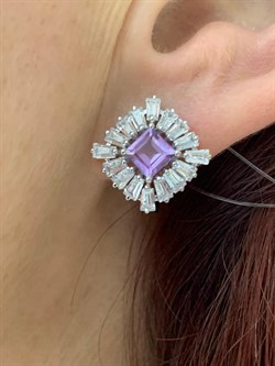 *Серьги Аметист арт. SM-E00736-X-W-Pur-X-W-221 вес 4,6 г - фото 258676