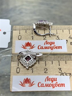 *Серьги Аметист арт. SM-E00736-X-W-Pur-X-W-221 вес 4,6 г - фото 258678