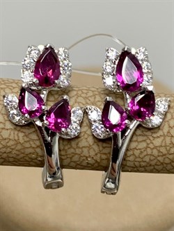 *Серьги Родолит арт. SM-E00750-X-W-lil-X-W-014 вес 3,72 г - фото 258767