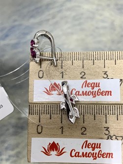*Серьги Родолит арт. SM-E00750-X-W-lil-X-W-014 вес 3,72 г - фото 258770