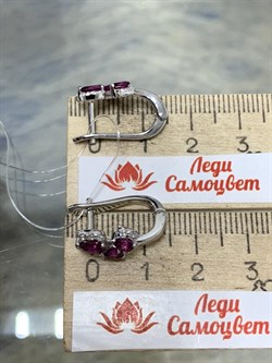 *Серьги Родолит арт. SM-E00750-X-W-lil-X-W-014 вес 3,72 г - фото 258771