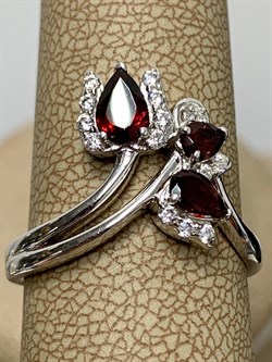 *Кольцо р.17 Гранат Пироп арт. SM-R02917-X-W-PG-X-W-522 вес 3,45 г - фото 258817