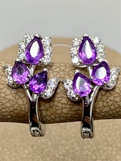 *Серьги Аметист арт. SM-E00750-X-W-Pur-X-W-971 вес 3,54 г - фото 259077