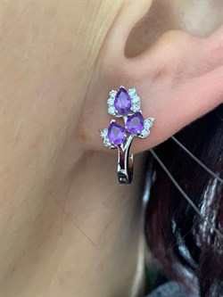 *Серьги Аметист арт. SM-E00750-X-W-Pur-X-W-971 вес 3,54 г - фото 259078