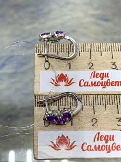 *Серьги Аметист арт. SM-E00750-X-W-Pur-X-W-971 вес 3,54 г - фото 259080