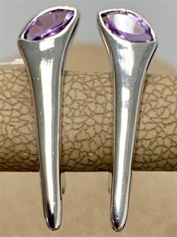 *Серьги Аметист арт. SM-E00739-X-W-Pur-X-X-887 вес 3,87 г - фото 259240