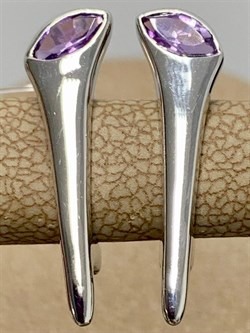 *Серьги Аметист арт. SM-E00739-X-W-Pur-X-X-887 вес 3,87 г - фото 259246