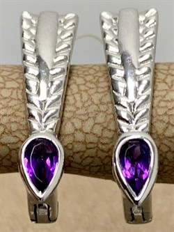 *Серьги Аметист арт. SM-E00738-X-W-Pur-X-X-567 вес 4,35 г - фото 259417