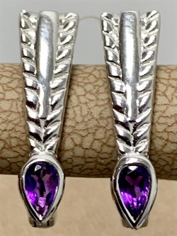 *Серьги Аметист арт. SM-E00738-X-W-Pur-X-X-567 вес 4,35 г - фото 259418