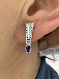 *Серьги Аметист арт. SM-E00738-X-W-Pur-X-X-567 вес 4,35 г - фото 259419