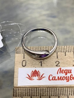 *Кольцо р.19 Аметист арт. SM-R02899-X-W-Pur-X-X-679 вес 2,94 г - фото 259440