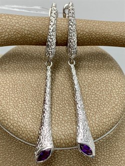 *Серьги Аметист арт. SM-E00740-X-W-Pur-X-X-348 вес 5,38 г - фото 259453