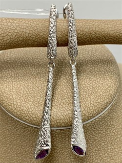 *Серьги Аметист арт. SM-E00740-X-W-Pur-X-X-348 вес 5,38 г - фото 259454