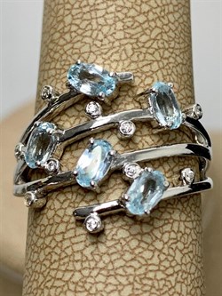 *Кольцо р.18 Голубой Топаз арт. SM-R02901-X-W-SBT-X-W-735 вес 4,29 г - фото 259680