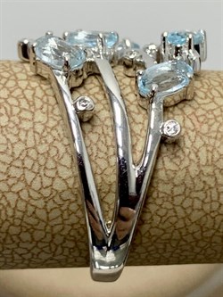 *Кольцо р.18 Голубой Топаз арт. SM-R02901-X-W-SBT-X-W-735 вес 4,29 г - фото 259688
