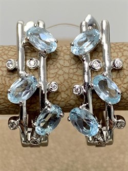 *Серьги Голубой Топаз арт. SM-E00741-X-W-SBT-X-W-393 вес 4,85 г - фото 259693