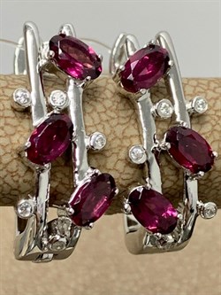 *Серьги Родолит арт. SM-E00741-X-W-lil-X-W-439 вес 4,82 г - фото 259750