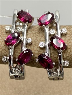 *Серьги Родолит арт. SM-E00741-X-W-lil-X-W-439 вес 4,82 г - фото 259751