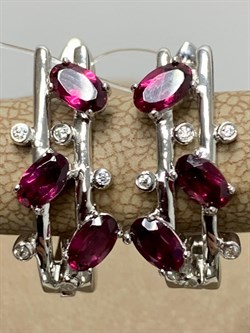 *Серьги Родолит арт. SM-E00741-X-W-lil-X-W-439 вес 4,82 г - фото 259752