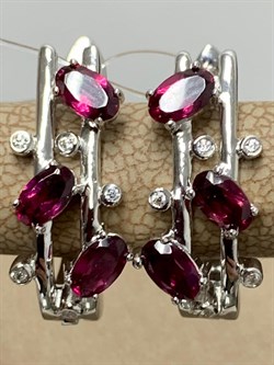 *Серьги Родолит арт. SM-E00741-X-W-lil-X-W-439 вес 4,82 г - фото 259753