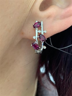 *Серьги Родолит арт. SM-E00741-X-W-lil-X-W-439 вес 4,82 г - фото 259754