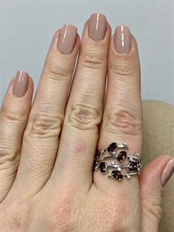 *Кольцо р.18 Дымчатый Кварц арт. SM-R02901-X-W-BR-X-W-877 вес 4,31 г - фото 259800