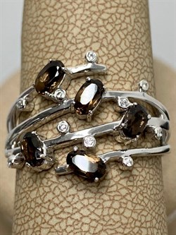 *Кольцо р.18 Дымчатый Кварц арт. SM-R02901-X-W-BR-X-W-877 вес 4,31 г - фото 259806