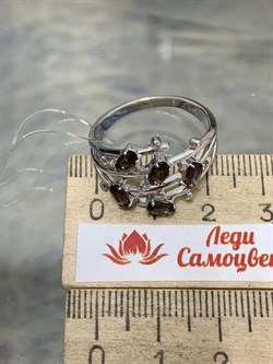 *Кольцо р.18 Дымчатый Кварц арт. SM-R02901-X-W-BR-X-W-877 вес 4,31 г - фото 259808