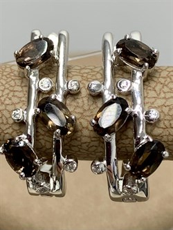 *Серьги Дымчатый Кварц арт. SM-E00741-X-W-BR-X-W-587 вес 4,7 г - фото 259823 *Серьги Дымчатый Кварц арт. SM-E00741-X-W-BR-X-W-587 вес 4,7 г - фото 259823