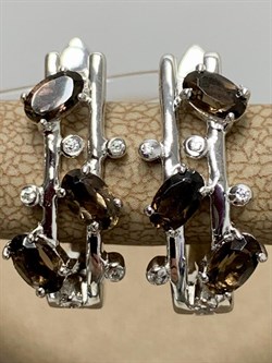 *Серьги Дымчатый Кварц арт. SM-E00741-X-W-BR-X-W-587 вес 4,7 г - фото 259824 *Серьги Дымчатый Кварц арт. SM-E00741-X-W-BR-X-W-587 вес 4,7 г - фото 259824