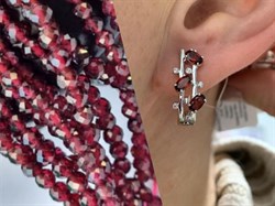 *Серьги Гранат арт. SM-E00741-X-W-PG-X-W-469 вес 4,9 г - фото 259849