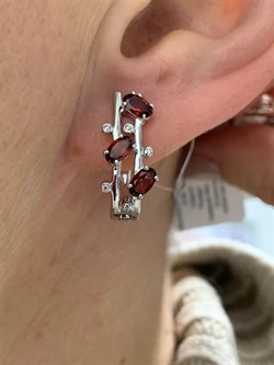 *Серьги Гранат арт. SM-E00741-X-W-PG-X-W-469 вес 4,9 г - фото 259850